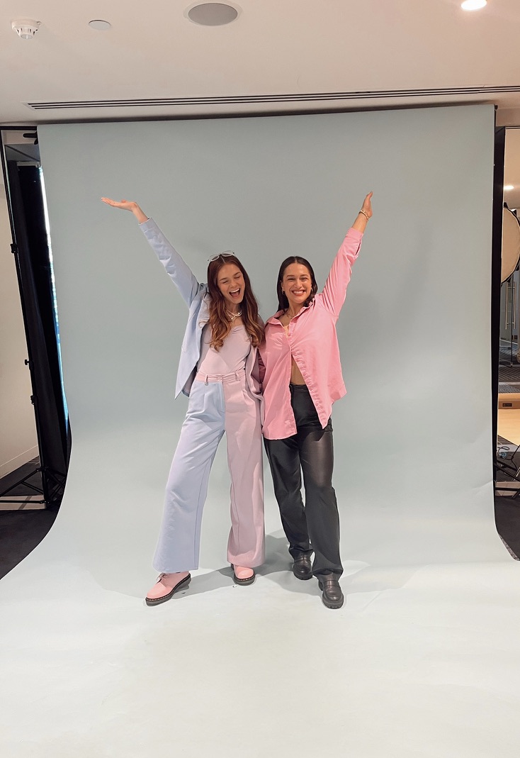 Alexandra Sarandis with a colleague in a studio event setting